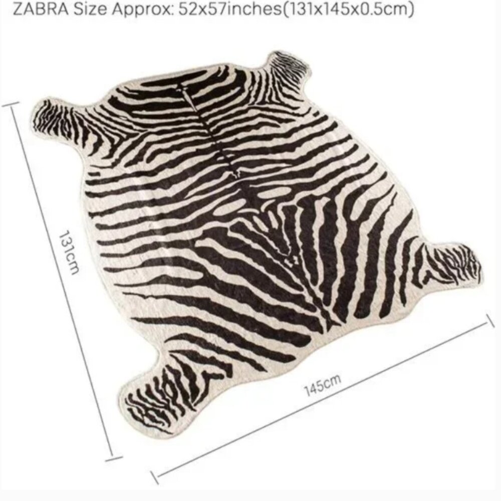 Area Rug Faux Zebra Print Rug 4.3x4.7 Feet Rug/Mat/Carpets for Home - Picture 3 of 6